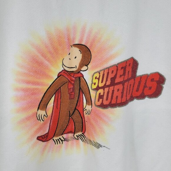 Vintage Curious George Super Curious White Long Sleeved Crewneck Sweatshirt XL - Picture 5 of 10